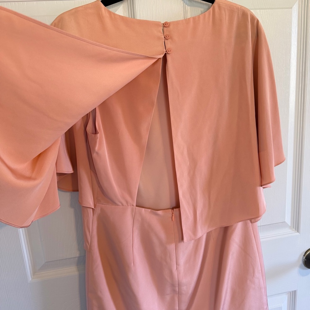 Tibi 100% Silk Blush Cape Dress Size 6 Minimalist Designer Shift Easter spring - Picture 7 of 11